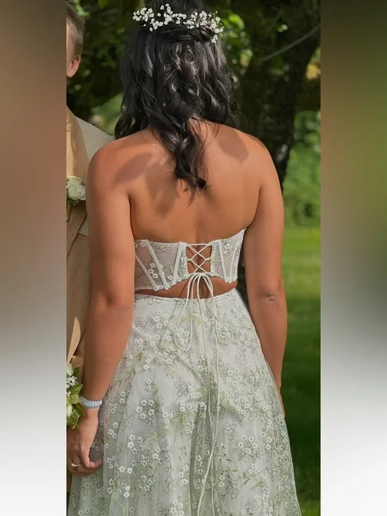 Floral Embroidered Corset Dress Size 6 Prom Wedding Guest Ivory - Picture 3 of 5